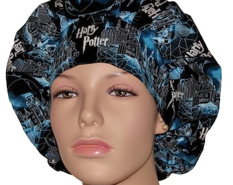 Scrub Caps Harry Potter Hogwarts Moon Cotton Fabric-Scrub Caps-ScrubHeads-Harry Potter Scrub Hat-Bouffant Scrub Hats-Hogwarts Scrub Hat