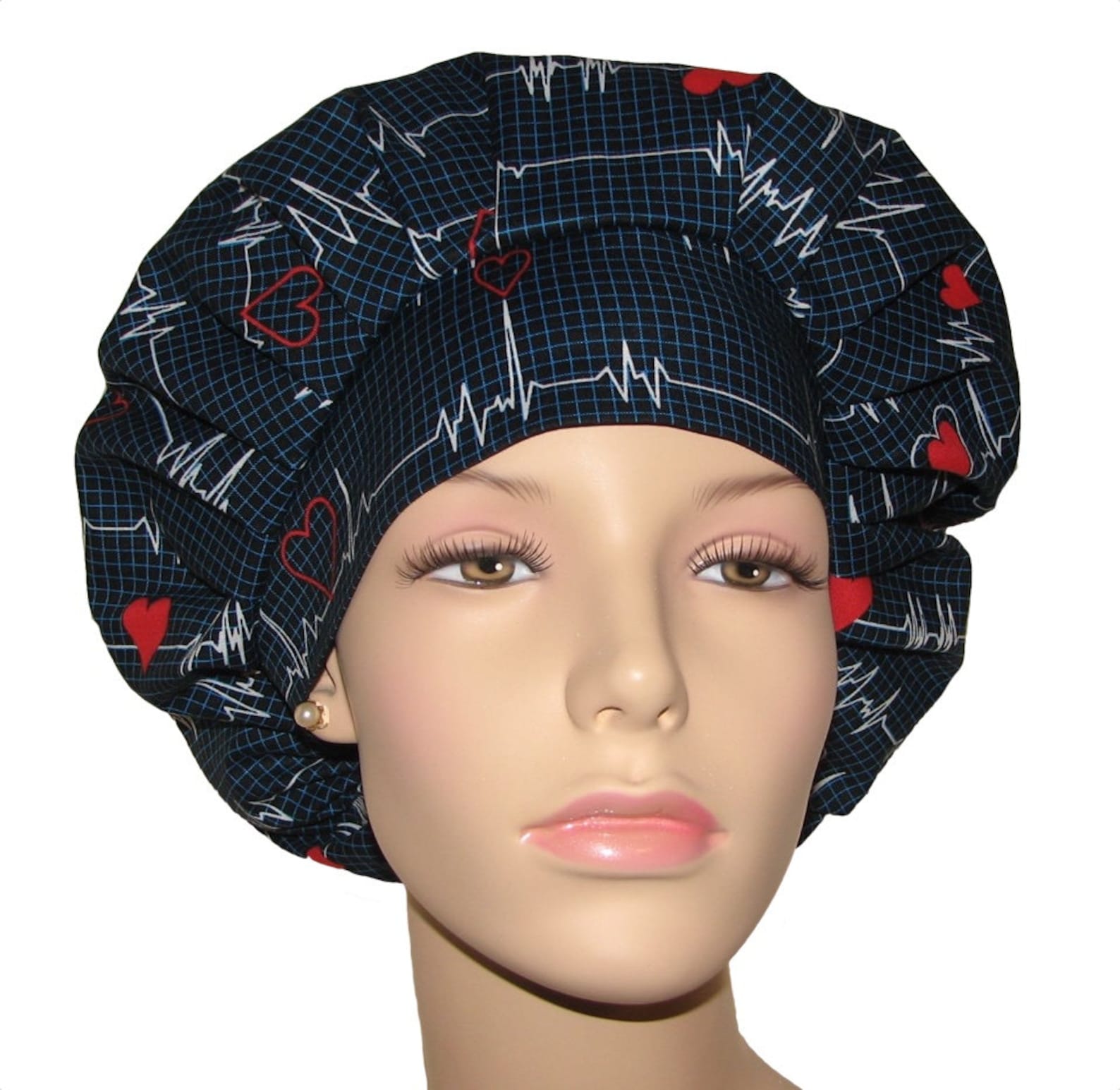 Scrub Caps Cardiac EKG Rhythmscrubheadsscrub Capbouffant Scrub Hat