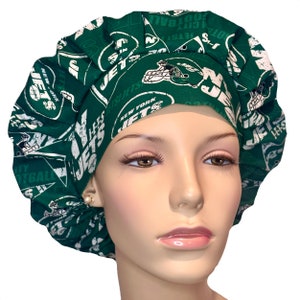 Scrub Caps NY Jets Retro Fabric-ScrubHeads-Football Scrub Hat-Jets Football-Women&#39;s Scrub Hat-Etsy Scrub Hats-Bouffant Scrub Hat