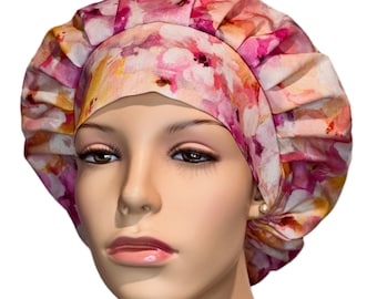 Scrub Caps Faded Pinks Floral-ScrubHeads-Bouffant Scrub Hats-Scrub Caps For Women-Floral Scrub Hat-Fabric Scrub Hat-Scrub Cap