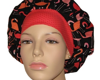 Scrub Caps Fun Flamingos-ScrubHeads-Flamingo Flamboyance-Bouffant Scrub Hat-Flamingo Scrub Hat-Scrub Hats For Women-Fun Scrub Hats