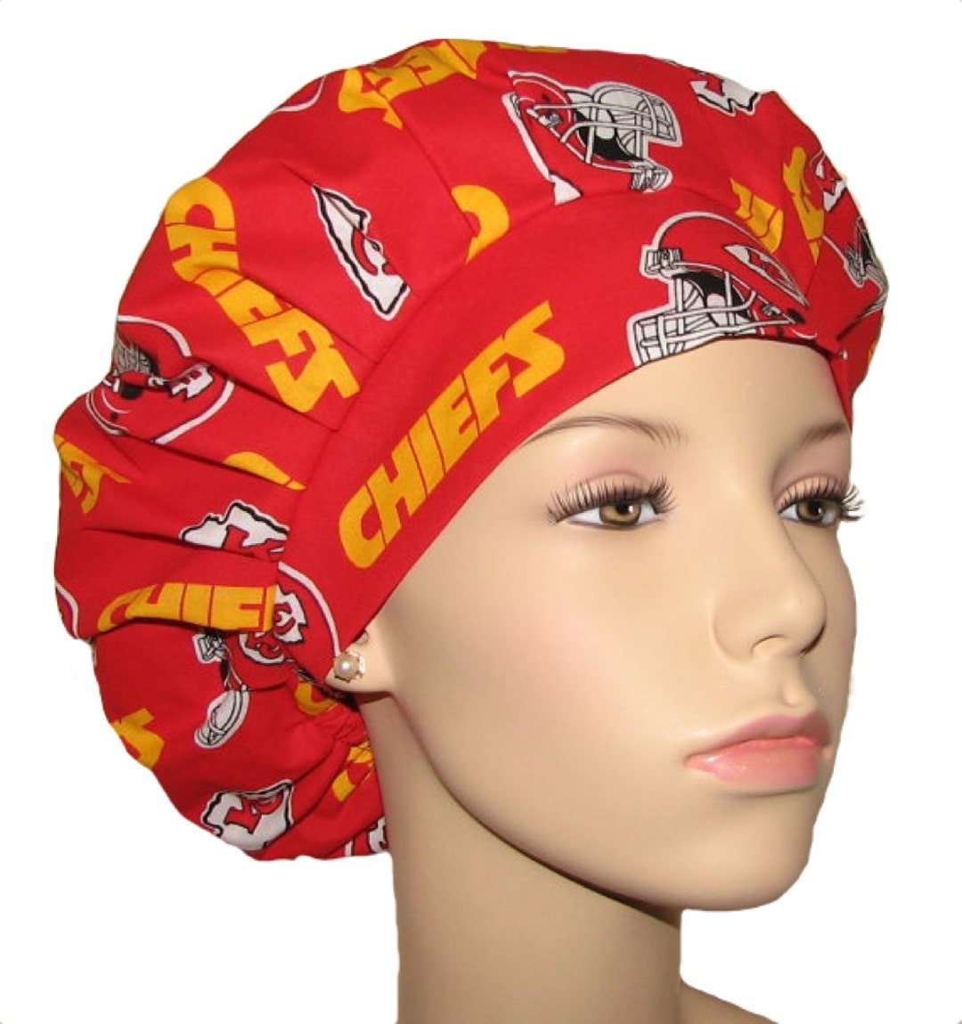 Scrub Caps Kansas City Chiefs Fabricbouffant Scrub Hatscrubheadsscrub Capchiefs Scrub Hat