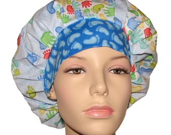 Scrub Caps Miracle in Blue Labor & Delivery-Pediatrics Scrub Hat-L and D Footprints Scrub Hat-ScrubHeads-Scrub Cap-Scrub Hats for Women