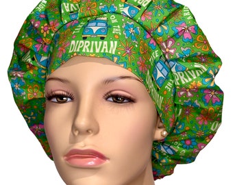 Scrub Cap Take A Ride On The Diprovan Fabric-ScrubHeads-Scrub Hats- Diprovan Hippie Flowers Scrub Hat-Anesthesiologist-General Anesthesia