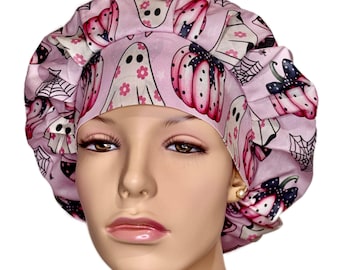 Scrub Caps Halloween Ghosts Bows Pumpkins-ScrubHeads-Scrub Cap-Surgery Scrub Hat-Coquette Halloween Scrub Hat-Ghosts Scrub Hat-Scrub Hats-