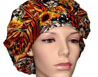 Scrub Caps Halloween Bewitched Pumpkins-Scrub Cap-ScrubHeads-Halloween Scrub Hat-Scrub Caps-Pumpkin Patch Scrub Hat-Painted Pumpkins