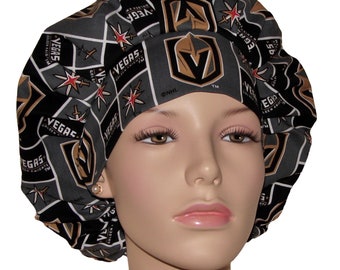 Scrub Caps Las Vegas Knights Fabric-ScrubHeads-Scrub Hats For Women-Scrub Cap-Knights Hockey Scrub Hat-Hockey Scrub Hat-Fabric Scrub Hats