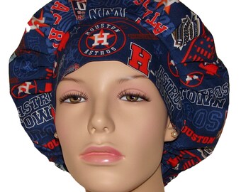 Scrub Caps Houston Astros Stadium-ScrubHeads-Bouffant Scrub Hats-Astros Scrub Hat-Texas Scrub Hat-Astros Fabric-Fabric Scrub Hat For Women