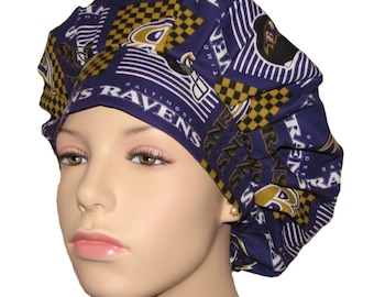 Scrub Caps Baltimore Patchwork Fabric-ScrubHeads-Scrub Cap-Women's Scrub Hat-Bouffant Scrub Hat-Ravens Scrub Hat-Baltimore Scrub Hat