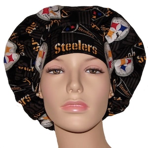 Scrub Cap Pittsburgh Steelers-ScrubHeads-Steelers Cotton Fabric-Pittsburgh-Football Scrub Cap-Scrub Cap-Women&#39;s Scrub Hat-Steelers Scrub Hat