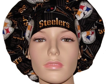 Scrub Cap Pittsburgh Steelers-ScrubHeads-Steelers Cotton Fabric-Pittsburgh-Football Scrub Cap-Scrub Cap-Women's Scrub Hat-Steelers Scrub Hat