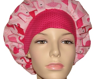 Scrub Caps Fun Flamingos Pink-ScrubHeads-Bouffant Scrub Hat-Scrub Hats For Women-Flamingos Scrub Hat-Fabric Scrub Hat-Scrub Cap For Women