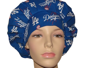 Scrub Caps Los Angeles Dodgers Fabric-Bouffant Scrub Hat-Scrub Caps-ScrubHeads-Dodgers Scrub Hat-Surgical Scrub Caps-LA Dodgers scrub hat