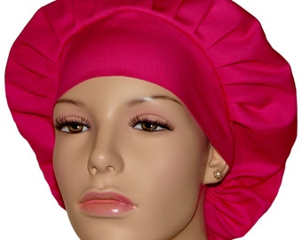 Scrub Hats Hot Pink-ScrubHeads-Bouffant Scrub Cap-Fabric Scrub Hat-Women's Scrub Hat-Etsy Scrub Hat-Anesthesia Scrub Hat-Surgical Nursing
