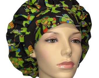 Scrub Caps Turtles Fabric-ScrubHeads-Scrub Cap-Scrub Hats-Pediatrics Scrub Hat-Anesthesia Scrub Hat-Rafael Donnatello Leonardo Michelangelo