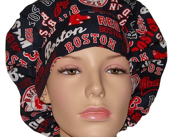 Scrub Caps Boston Red Sox Words Cotton Fabric-ScrubHeads-Red Sox Scrub Cap-Baseball Scrub Hat-Scrub Caps-Boston Scrub Hat-Red Sox Baseball