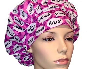 Scrub Cap Surgery Instruments Fabric-ScrubHeads-Bouffant Scrub Hat-Surgery Specialties Scrub Hat-Allis Stitch Adson Kelly Tonsil Scrub Cap