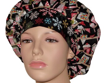 Scrub Caps Yuletide Cheer Sweet Treats-Scrub Cap-Christmas Scrub Hat-ScrubHeads-Surgical Hat-Surgical Cap-Etsy Scrub Hats-Bouffant Caps