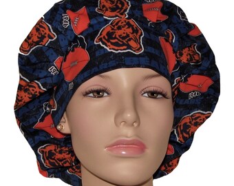 Chicago Bears Legacy Fabric Scrub Hat-Bouffant Scrub Hat-ScrubHeads-Chicago Scrub Hat-Bears Scrub Hat-Scrub Cap-Fabric Scrub Hat For Women