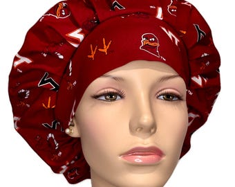Scrub Caps Virginia Tech Hokies-ScrubHeads-Bouffant Scrub Hat-Scrub Hats For Women-Fabric Scrub Hat-College Football-Virginia Scrub Hat