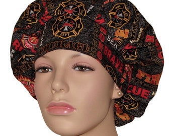 Scrub Caps Firefighters Seal-Bouffant Scrub Hat-ScrubHeads-Scrub Hat For Women-Scrub Cap-Surgical Scrub Hat-Anesthesia Scrub Hat-Firefighter