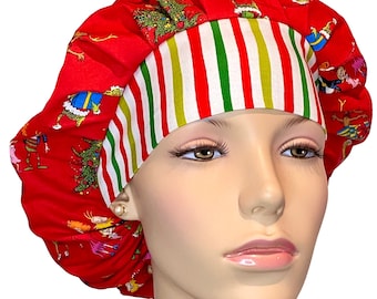 Scrub Caps Christmas Red Whoville-ScrubHeads-Christmas Scrub Hat-Grinch Stole Christmas Fabric-Anesthesia Scrub Hat-Scrub Caps For Women