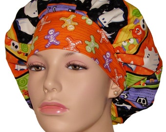 Scrub Caps Halloween Glow Stripe-ScrubHeads-Bouffant Scrub Hats-Women's Scrub Hats-Scrub Cap-Halloween Scrub Hats-Etsy Scrub Hats