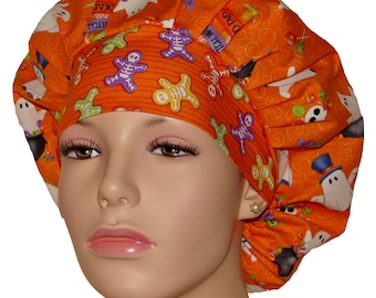 Scrub Caps Halloween Glow Ghosts-ScrubHeads-Bouffant Scrub Hats-Women's Scrub Hats-Scrub Cap-Halloween Fabric-Surgical Hat-Etsy Scrub Hats