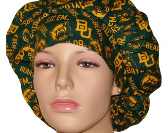 Scrub Caps Baylor University Bears Fabric-Bouffant Scrub Hat-ScrubHeads-Baylor Scrub Hat-Women's Scrub Hats-Anesthesia Scrub Hat