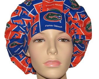 Scrub Caps University Of Florida Gators Fabric-ScrubHeads-Bouffant Scrub Hats--Scrub Caps-Gators Scrub Hat-Florida Football-Surgical Cap