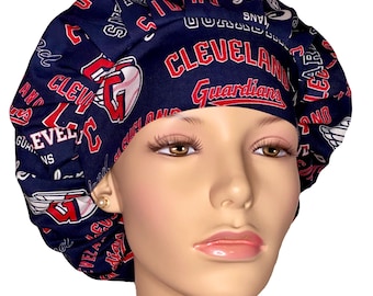 Scrub Caps Cleveland Guardians Blue Fabric-ScrubHeads-Etsy Scrub Hats-Baseball Scrub Hat-Scrub Caps-Scrub Hats-Cleveland Scrub Hat