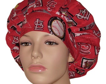 Scrub Caps SL Cardinals Fabric-ScrubHeads-Scrub Hats-St Louis Scrub Hat-Cardinals Scrub Hat-Anesthesia Scrub Hat-Baseball Scrub Hat