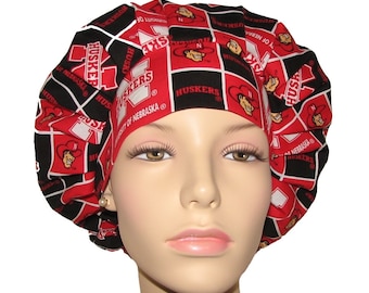 Scrub Caps Nebraska Cornhuskers Fabric-Scrub Hats For Women-ScrubHeads-Cornhuskers-Nebraska Scrub Hat-College Football-Herbie Husker