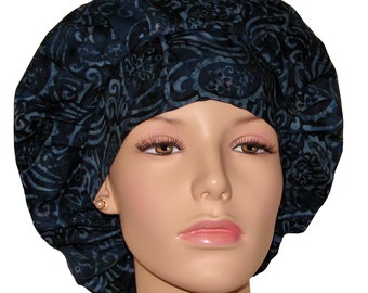 Scrub Caps Midnight Blue Paisley Batik-ScrubHeads-Bouffant Scrub Hat-Scrub Hat-Scrub Caps-Etsy Scrub Hats-Batik Scrub Hat-Bouffant Scrub Cap