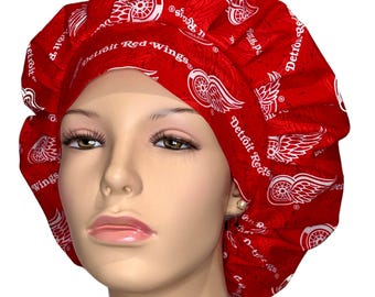 Scrub Caps Detroit Red Wings Fabric-ScrubHeads-Bouffant Scrub Hats-Hockey Scrub Hat-Detroit Scrub Hat-Fabric Scrub Hat-Anesthesia Scrub Hat
