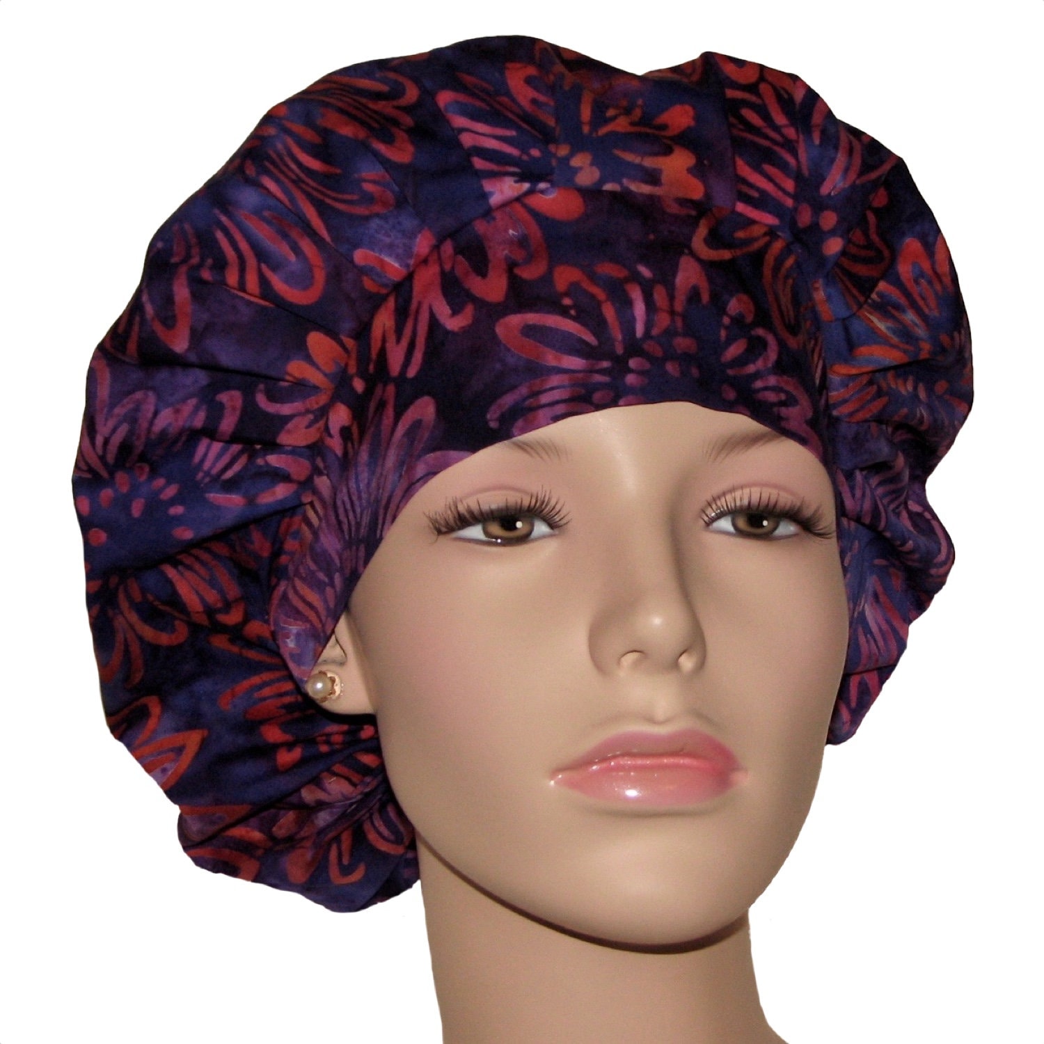 Scrub HatsBatik Bright Blooms PurpleScrub CapsSurgical CapsSurgical