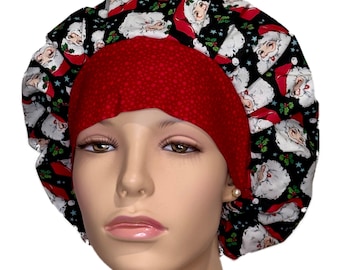 Scrub Caps Christmas Santa Claus Faces-ScrubHeads-Christmas Scrub Hat- Bouffant Scrub Hat-Scrub Cap-Anesthesia Scrub Hat-Holiday Scrub Hats