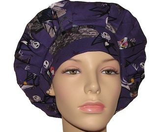 Scrub Caps Halloween Nightmare Before Christmas-Bouffant Scrub Hat-ScrubHeads-Scrub Cap-Holiday Scrub Hat-Women Scrub Hats-Fabric Scrub Hat