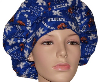 Scrub Caps University Of Kentucky Tone On Tone Cotton Fabric-Bouffant Scrub Hats-Scrub Cap-ScrubHeads-Kentucky Scrub Hat-Wildcats Scrub Hat