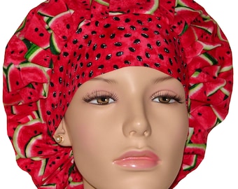Scrub Caps Summer Picnic Watermelon Slices-ScrubHeads-Scrub Caps-Scrub Hats For Women-Anesthesia Scrub Hat-Watermelon-Fabric Scrub Hats