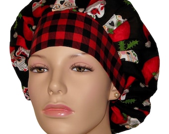 Scrub Caps Christmas Sugar Skulls-ScrubHeads-Scrub Cap-Christmas Scrub Hats-Sugar Skulls-Fabric Scrub Hat-Women's Scrub Hat-Skulls Scrub Hat
