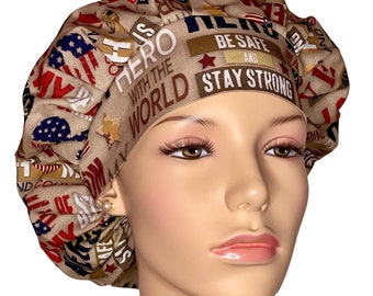 Scrub Caps Homefront Girl Love My Hero-ScrubHeads-Scrub Hat For Women-Scrub Caps-Military Scrub Hat-Got Your 6 Scrub Hat-Bouffant Scrub Hats