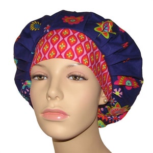 Scrub Caps Purple Petalmania-Bouffant Scrub Hat-Scrub Cap-ScrubHeads-Floral Scrub Hat-Scrub Hats For Women-Fabric Scrub Hats For Women