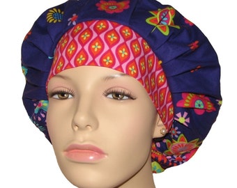 Scrub Caps Purple Petalmania-Bouffant Scrub Hat-Scrub Cap-ScrubHeads-Floral Scrub Hat-Scrub Hats For Women-Fabric Scrub Hats For Women