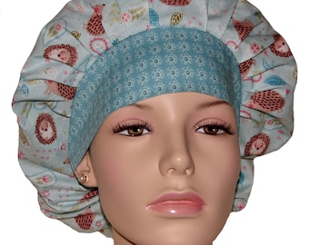 Scrub Caps Hedgehogs Fun Paisley-ScrubHeads-Scrub Hats-Etsy Scrub Hats-Bouffant Scrub Hats-Hedgehogs-FabriccScrub Hats-Veterinarian Hat