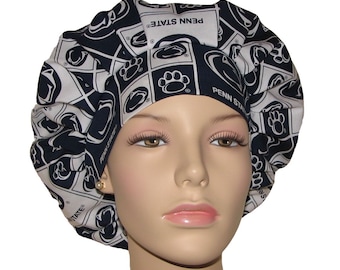 Scrub Hats Penn State University-ScrubHeads-Nittany Lions Fabric-Bouffant Scrub Hat-PSU Scrub Hat-Fabric Scrub Hats-CRNA Scrub Hat-Scrub Cap