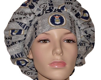 Scrub Caps Air Force Fabric-ScrubHeads-Scrub Hats for Women-Scrub Caps-Scrub Cap-Fabric Scrub Hat-Air Force Scrub Hat-Military Scrub Hats