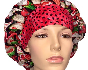 Scrub Hats Watermelon Gnomes-ScrubHeads-Gnomes Scrub Hat-Scrub Caps-Scrub Hats For Women-Anesthesia Scrub Hat-Watermelon-Fabric Scrub Hats