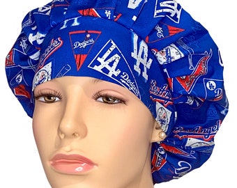 Scrub Caps LA Dodgers Vintage Fabric-Bouffant Scrub Hat-Scrub Caps-ScrubHeads-Dodgers Scrub Hat-Surgical Scrub Caps-LA Dodgers scrub hat