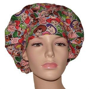 Scrub Hats Toy Story Characters Fabric-Pediatrics Scrub Hat-Scrub Caps-Bouffant Scrub Hat-ScrubHeads-Women&#39;s Scrub Hats-Pediatrics Scrub Hat